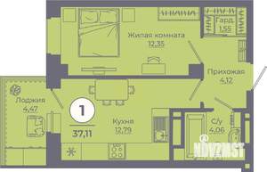 1-к квартира, вторичка, 37м2, 22/24 этаж