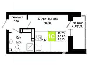 Студия квартира, вторичка, 22м2, 17/25 этаж