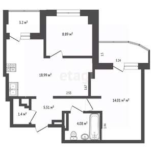 2-к квартира, вторичка, 56м2, 20/24 этаж