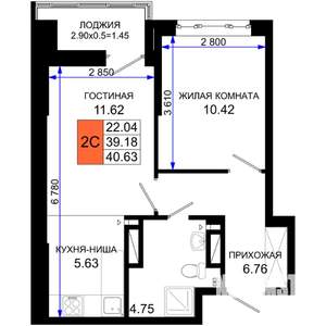 1-к квартира, вторичка, 41м2, 24/25 этаж