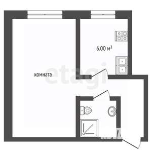 1-к квартира, вторичка, 24м2, 4/5 этаж