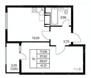 1-к квартира, вторичка, 41м2, 22/25 этаж