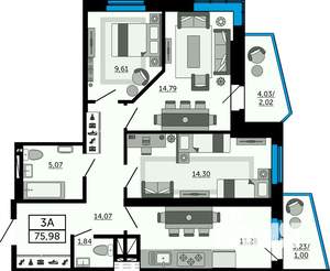 3-к квартира, вторичка, 76м2, 4/31 этаж