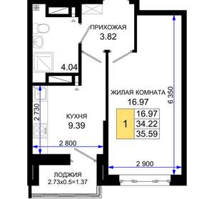 1-к квартира, вторичка, 36м2, 15/25 этаж