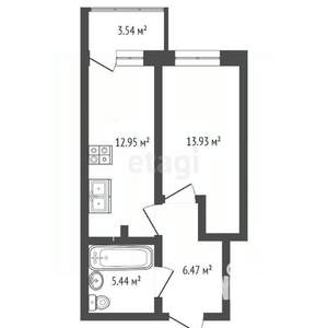 1-к квартира, вторичка, 39м2, 2/26 этаж