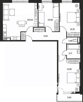 4-к квартира, вторичка, 74м2, 15/25 этаж