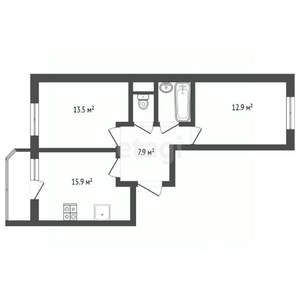 2-к квартира, вторичка, 56м2, 12/22 этаж