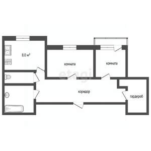 2-к квартира, вторичка, 51м2, 2/9 этаж
