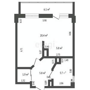 1-к квартира, вторичка, 38м2, 15/20 этаж