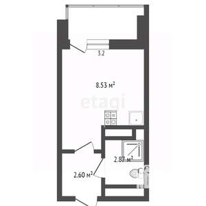 Студия квартира, вторичка, 19м2, 3/25 этаж