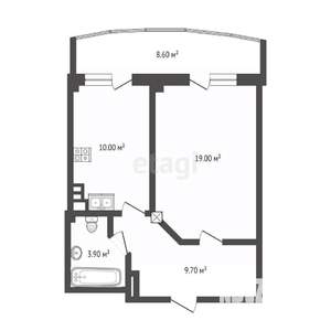 1-к квартира, сданный дом, 53м2, 9/15 этаж