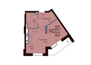 Студия квартира, вторичка, 32м2, 25/25 этаж