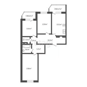 3-к квартира, вторичка, 79м2, 12/17 этаж