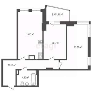 2-к квартира, вторичка, 58м2, 20/26 этаж