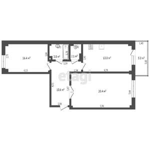 2-к квартира, вторичка, 65м2, 7/15 этаж