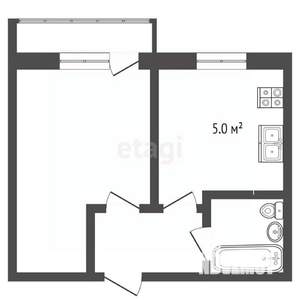 1-к квартира, вторичка, 32м2, 4/4 этаж