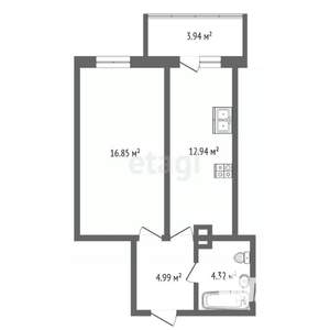 1-к квартира, вторичка, 41м2, 17/19 этаж