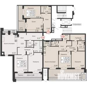 2-к квартира, вторичка, 98м2, 1/7 этаж