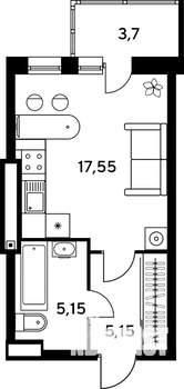 Студия квартира, строящийся дом, 24м2, 3/9 этаж