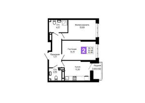 2-к квартира, вторичка, 54м2, 5/25 этаж