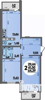 2-к квартира, вторичка, 64м2, 2/18 этаж