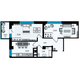 2-к квартира, вторичка, 55м2, 23/25 этаж