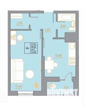 1-к квартира, вторичка, 43м2, 9/22 этаж