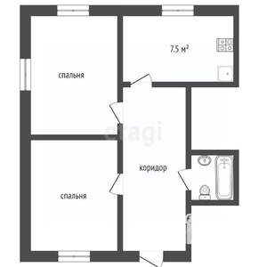 2-к квартира, вторичка, 46м2, 2/2 этаж