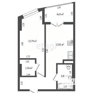 2-к квартира, вторичка, 41м2, 7/27 этаж