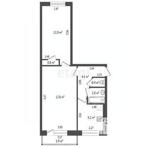 2-к квартира, вторичка, 44м2, 4/5 этаж