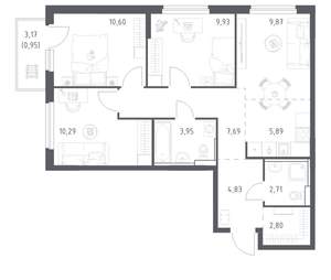 3-к квартира, вторичка, 70м2, 6/17 этаж