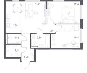 2-к квартира, вторичка, 60м2, 2/17 этаж