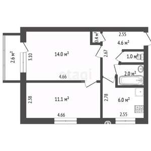 2-к квартира, вторичка, 40м2, 2/5 этаж