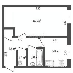 1-к квартира, вторичка, 31м2, 5/5 этаж