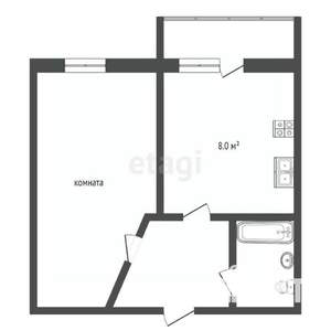 1-к квартира, вторичка, 33м2, 6/9 этаж