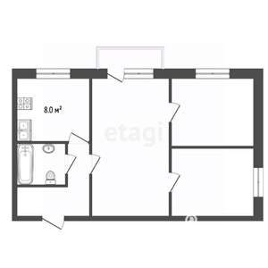 2-к квартира, вторичка, 44м2, 5/5 этаж