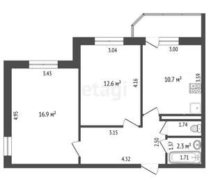 2-к квартира, вторичка, 53м2, 14/17 этаж