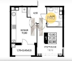 1-к квартира, вторичка, 31м2, 3/24 этаж