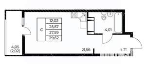 Студия квартира, вторичка, 30м2, 16/25 этаж