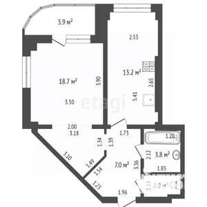 1-к квартира, вторичка, 50м2, 21/24 этаж
