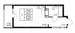 Студия квартира, строящийся дом, 30м2, 8/25 этаж