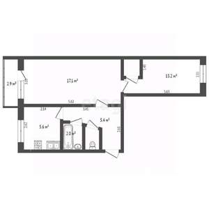 2-к квартира, вторичка, 45м2, 5/5 этаж