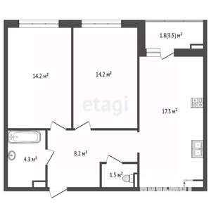 2-к квартира, вторичка, 62м2, 12/24 этаж
