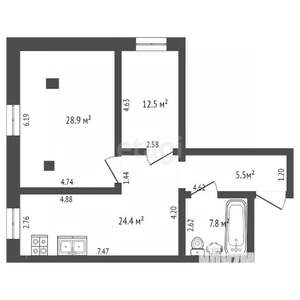2-к квартира, вторичка, 80м2, 5/5 этаж