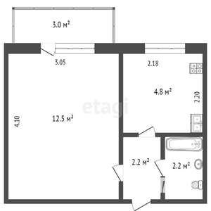 1-к квартира, вторичка, 31м2, 9/9 этаж