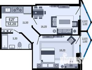 2-к квартира, вторичка, 53м2, 6/24 этаж