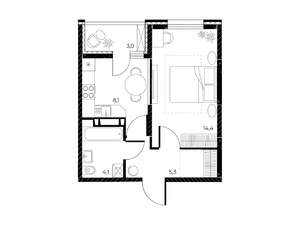 1-к квартира, вторичка, 33м2, 4/25 этаж