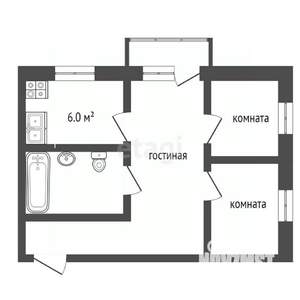 3-к квартира, вторичка, 47м2, 4/5 этаж
