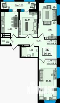 3-к квартира, вторичка, 86м2, 14/22 этаж