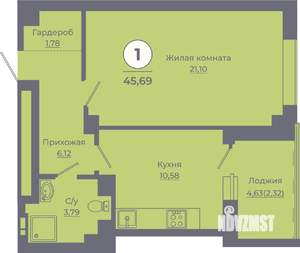 1-к квартира, вторичка, 46м2, 2/24 этаж